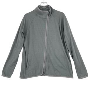 Vineyard Vines Jacket Womens Size L Gray Green Stripe Full Zip Asymmetric Zip